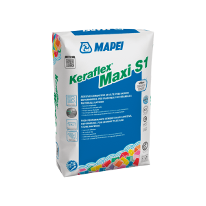 Συσκευασία κόλλας πλακιδίων Mapei Keraflex Maxi S1 για μεγάλα πλακίδια.