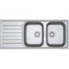Νεροχύτης inox Franke Spark SKX 621-116 με διπλή γούρνα και επιφάνεια στραγγίσματος. Inox kitchen sink Franke Spark SKX 621-116 with double bowl and drainer surface.