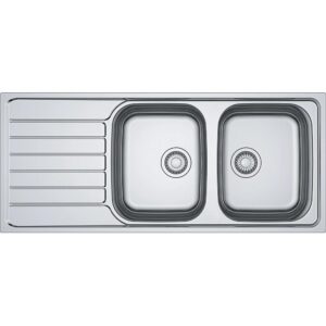 Νεροχύτης inox Franke Spark SKX 621-116 με διπλή γούρνα και επιφάνεια στραγγίσματος. Inox kitchen sink Franke Spark SKX 621-116 with double bowl and drainer surface.