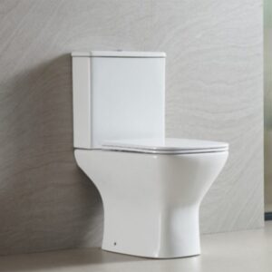 Λευκή λεκάνη μπάνιου Verona Round με καζανάκι και κάλυμμα soft close. White Verona Round toilet bowl with cistern and soft-close lid