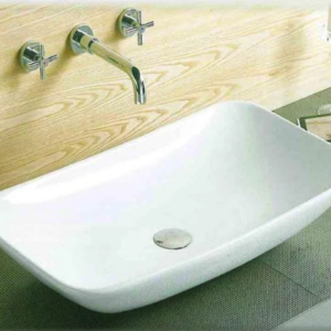 Νιπτήρας Dalema επικαθήμενος 59x43cm, λευκή γυαλιστερή πορσελάνη με σύγχρονο οβάλ σχήμα.Dalema countertop basin 59x43cm in glossy white porcelain with a modern oval form.