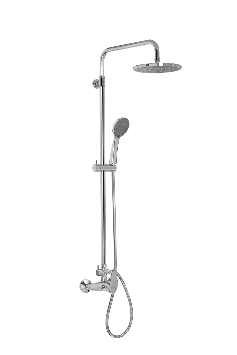 00-02951 Στήλη ντουζιέρας Amalthea χρωμέ, ορειχάλκινη, με κώδωνα Ø220, τηλέφωνο 3 λειτουργιών και ρυθμιζόμενο ύψος.Amalthea chrome brass shower column with Ø220 head, 3-mode handset and adjustable height.