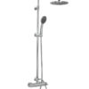Στήλη ντουζιέρας Artemisia χρωμέ, ορειχάλκινη, με κώδωνα Ø220, τηλέφωνο 3 λειτουργιών και ρυθμιζόμενο ύψος.Artemisia chrome brass shower column with Ø220 head, 3-function handset and adjustable height.
