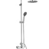 Στήλη ντουζιέρας Optima χρωμέ, ορειχάλκινη, με κώδωνα Ø220, τηλέφωνο 3 λειτουργιών και ρυθμιζόμενο ύψος.Optima chrome brass shower column with Ø220 head, 3-mode handset and adjustable height.