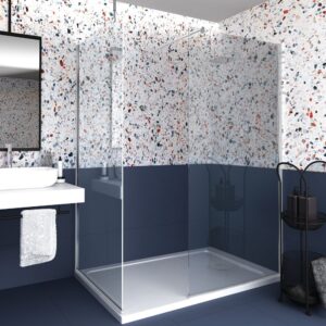 Διάφανο πάνελ ντουζιέρας Serena 80x200cm για μοντέρνο μπάνιο, καθαρή γραμμή και εύκολο καθάρισμα.Serena clear shower panel 80x200cm for modern bathrooms, clean lines and easy maintenance.